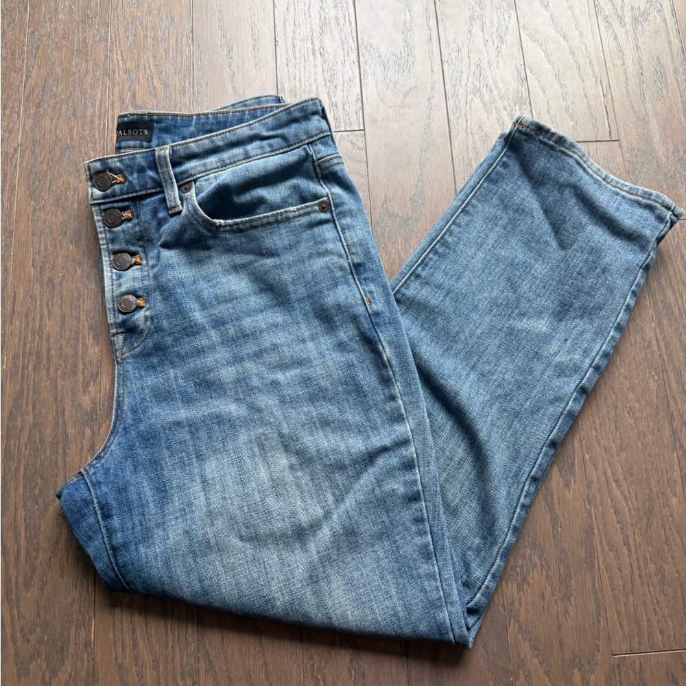 Talbots Jeans pants Size 8 woman’s Blue Modern Ankle Button Fly High Rise
